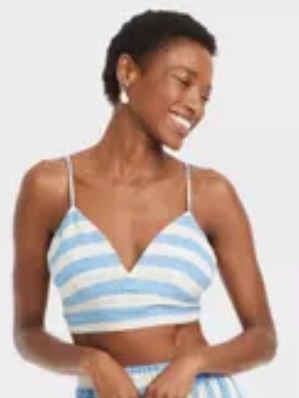 NWT a new‎ day Striped Crop Cami Top in Light Blue and White